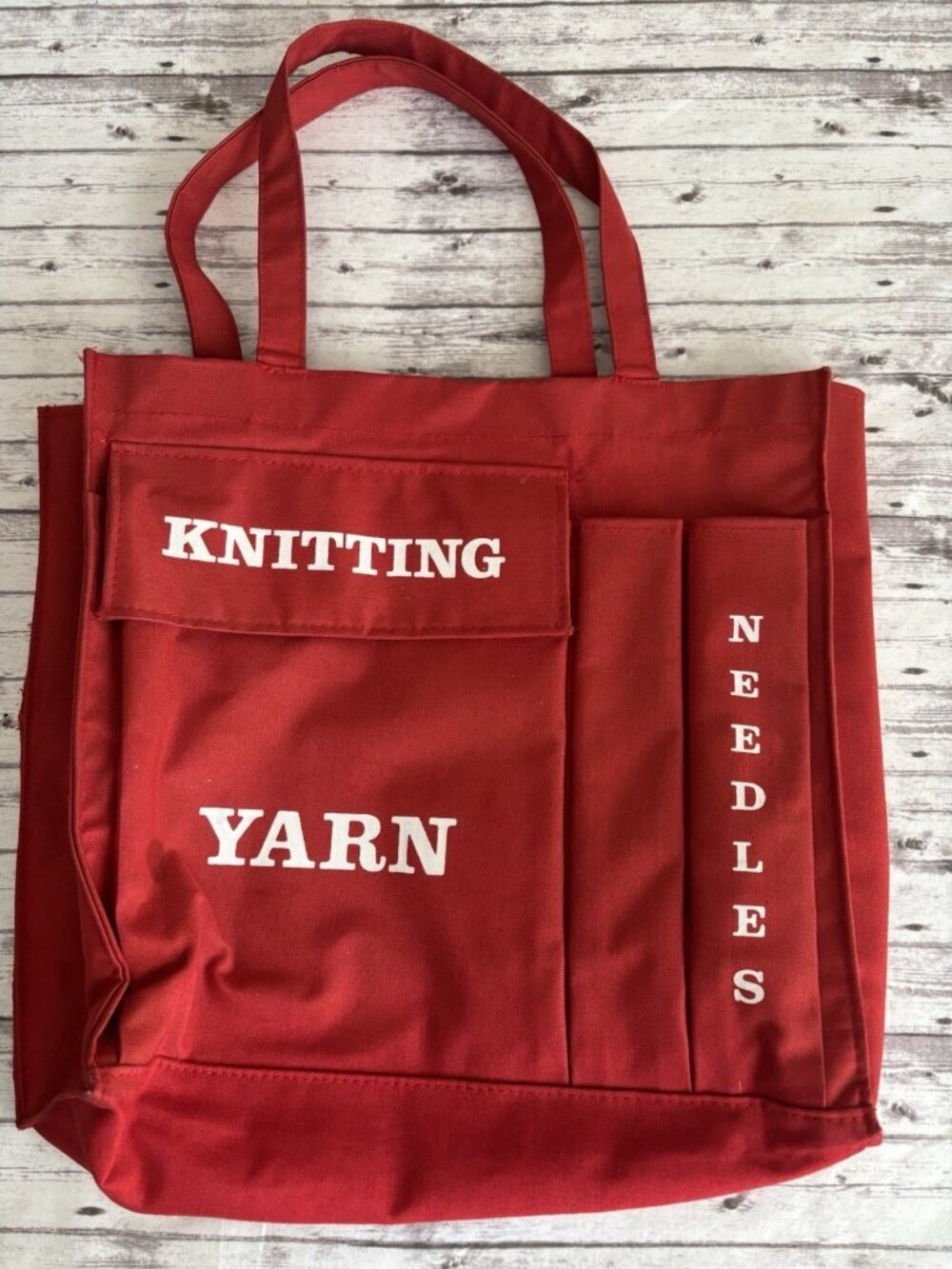 Vintage Red Needlecraft Knitting Needlework Crafts Project Tote Bag MCM